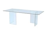 Table à manger COLEDON - 8 couverts - Structure en verre trempé courbé - Dimensions:L210 x P90 x H75cm - Coloris transparent - Eblouissez vos invités avec cette magnifique table à manger design !