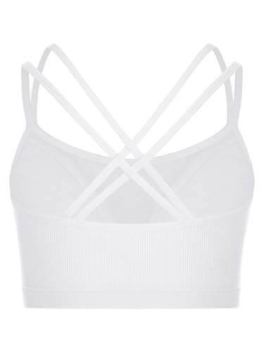 Hansber Kids Girls Ribbed Sleeveless Crop Tank Top Crisscross Back Camisole Bralette Gym Workout Sport Bra2
