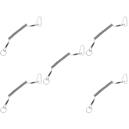Mikikit 5pcs Telescopic Wire Rope Carabiner Clip Key Lanyard Lanyards Fishing Pole Retractable Tool