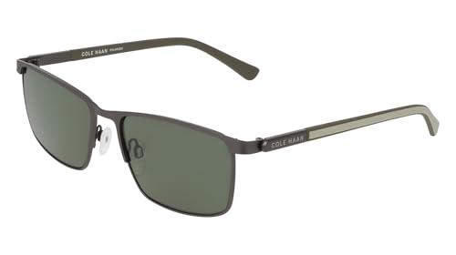 COLE HAAN Men's CH6087 Polarized Rectangular Sunglasses, Gunmetal, 56/17/1402