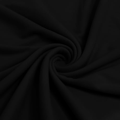 Entisn Ribbed Fleece Fabric by Yard, 5 Yards x 60 Inch Wide Crosswise Stretch Polyester Spandex Cloth, Soft & Warm Brushed Knit for Sweaters, Cardigans, Scarves, Beanies, DIY Sewing (Black)