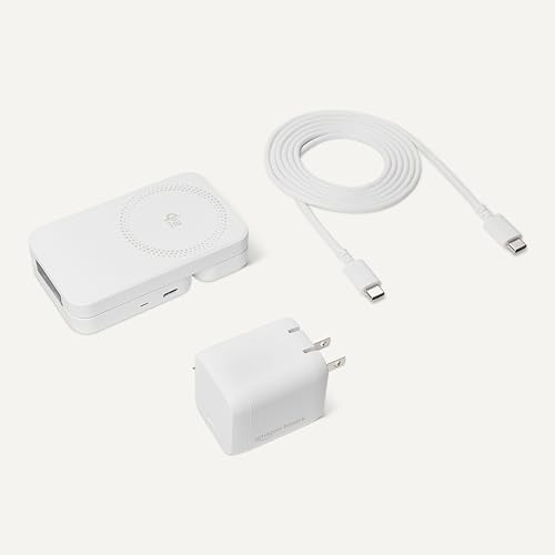 Image of Amazon Basics MagSafe Compatible 25W Fast Charging Qi2.2 Certified 3-in-1 Wireless Charging Station, Foldable Stand for iPhone 17 /16 /15 /14 /13 /12, Apple Watch, AirPods, with 45W Adapter, White