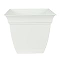The HC Companies 12 Inch Eclipse Square Planter with Saucer – Indoor Outdoor Plant Pot for Flowers Vegetables Herbs, White