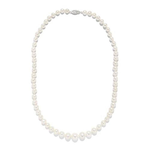 14K Yellow or White Gold & 6-10mm Graduated White Freshwater Cultured Pearl 18