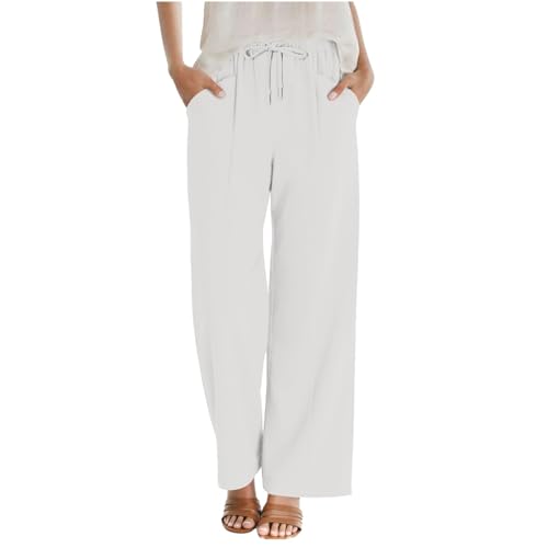 Genérico Pantalón Chándal Mujer Talla Grande Pantalones Casuales Femeninos Holgados y Cómodos con Cintura Elástica para Uso Diario y Moda Versátil (White, M)