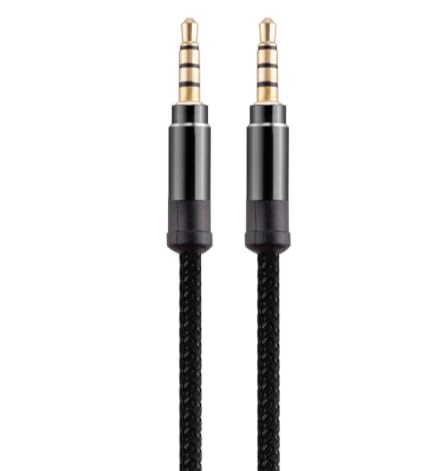 3.5mm Aux to Aux Audio Cable, Black, Braided, 1 Meter, Gold-Plated Jack Connectors, For Premium Sound Qulaity-image-1