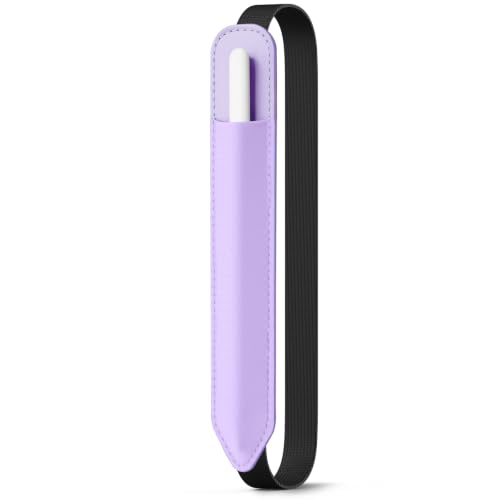 Image of MoKo Pencil Case Holder Fit The Apple Pencil (Pro and USB-C and 1st and 2nd Gen), Detachable Elastic Pocket for Stylus Pen with Elastic Band Attached to iPad Case, Purple Lavender