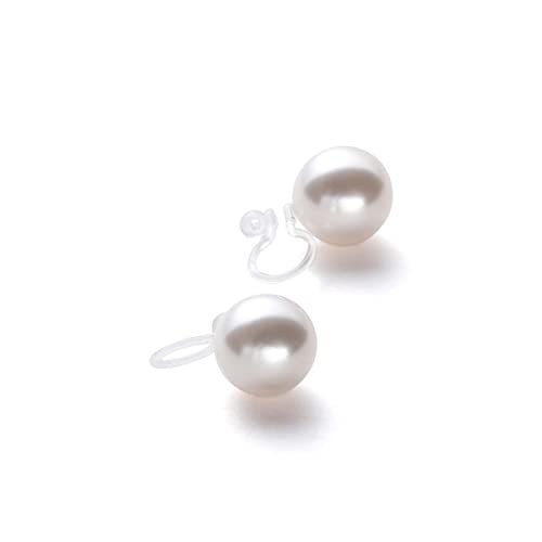 樹脂製 パールイヤリング 国産 グランプレミアム 真珠 金属アレルギー レディース シンプル 一粒 ブランド10年保証 (ホワイト 10mm珠)