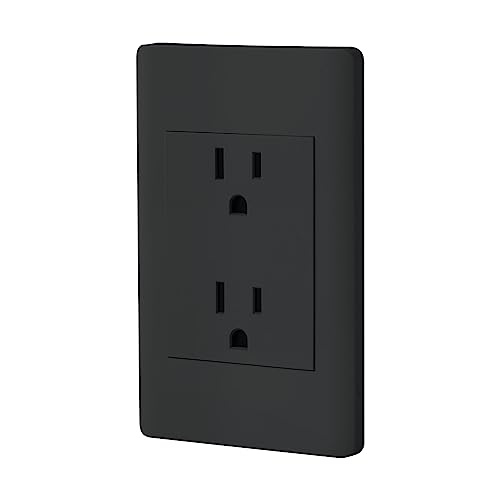 Volteck CODO-LN, Placa armada negra 1 contacto dúplex 2 polos + tierra 3 módulos línea Lisboa