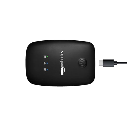 Image of Amazon Basics 4G LTE Wireless Dongle with All SIM Support, Plug & Play USB Data Card with Type-C Connector, 150Mbps WiFi Hotspot, 2100mAh Battery, SIM Adapter Included (Black)