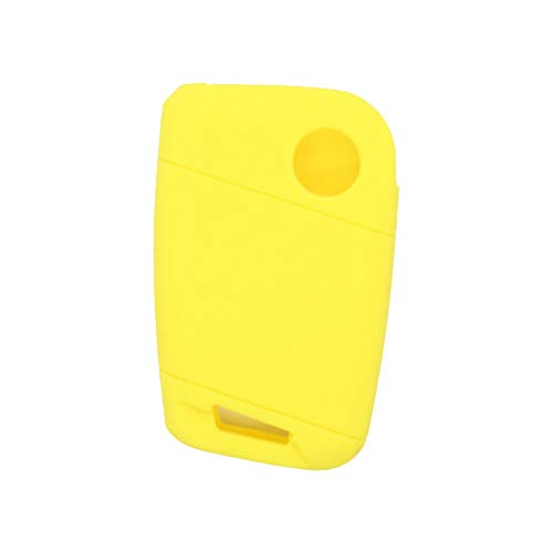 BROVACS Silicone Cover Protector Case Holder Skin Jacket Compatible with VOLKSWAGEN Passat B8 Magotan SKODA Superb A7 3 Button Smart Remote Key Fob CV9807 Yellow - Image 3