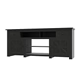 YITAHOME Farmhouse TV Stand, Entertainment Center with Power Outlet for TVs Up to 80 Inch, TV Console with Storage Drawer & Movable Partition, Rustic TV Stand for Living Room, 70' Black Walnut