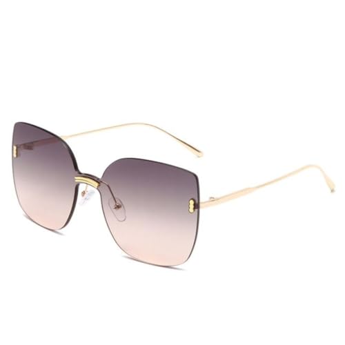 Lunettes de soleil œil de chat sans monture surdimensionnées luxe tendance
