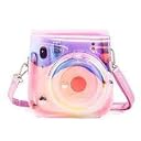 ZIKKON PU Leather Protective Camera Case Pouch for Fuji-Film Insta-x mini 11, mini 9 Instant Camera Carrying Bag with Adjustable Shoulder Strap- Iridescent Clear gallery image