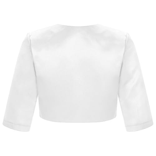 Kids Girl Satin Short Jacket Shrug Cropped Cardigan Flower Girl Dress Cover up Communion Bolero2