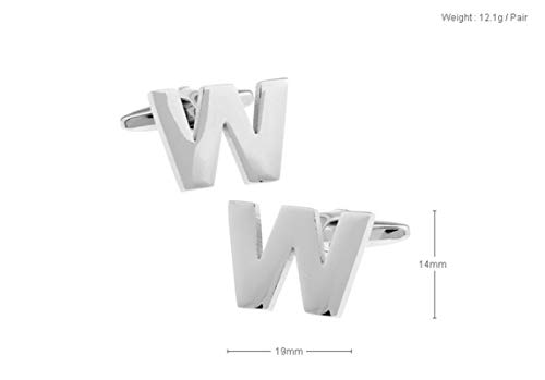 Mancuernillas para Hombre Letra W Plateadas con Caja de Regalo miniatura 5