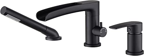 Robinet de baignoire cascade 3 trous pour montage sur plage de bain moderne