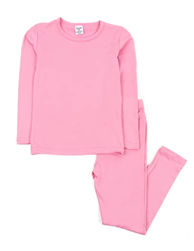 Leveret Boys Girls Kids two Piece Thermal Pajamas Solid Light Pink (Size 14 Years)