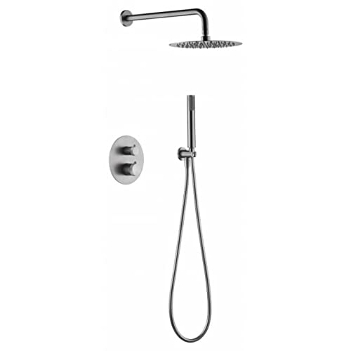 Conjunto de ducha termostática empotrado color níquel cepillado Line Imex GTD038/NQ