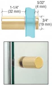 C.R. LAURENCE SDK212BR CRL Polished Brass Cylinder Style Single-Sided Shower Door Knob