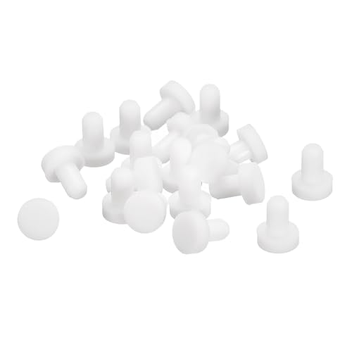 Image of uxcell 32 Pieces White Rubber Stopper, 3.5mm Plug Holes for 3-3.3mm /0.11-0.13 inch Hole