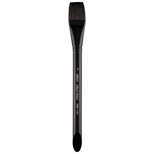 Silver Brush Limited 3008S-1 Black Velvet Square Wash Paintbrush for Watercolor, Gouache, Inks, & Dyes, Size 1 Inch, Short Handle