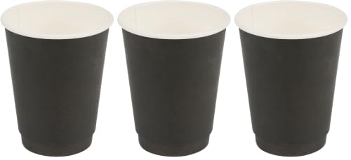 Image of Restaurantware 12 Ounce Paper Coffee Cups 25 Double Wall Disposable Paper Cups - Leakproof Recyclable Black Paper Hot Cups Insulated Matching Lids Sold Separately (Pack of 3)