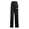 adidas Women's Essentials 3-Stripes Fleece Open Hem Pants, Black/White, Small