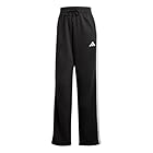 adidas Women's Essentials 3-Stripes Fleece Open Hem Pants, Black/White, Small