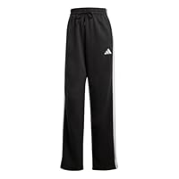 adidas Women's Essentials 3-Stripes Fleece Open Hem Pants, Black/White, Small