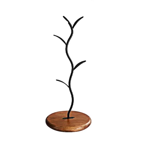 YANGSHINE 1PC Leaf-Shaped Coffee Cup Tree Holder for Countertop Cafe Accessories – Elegant Mug Stand for Kitchen and Home Decor in Black