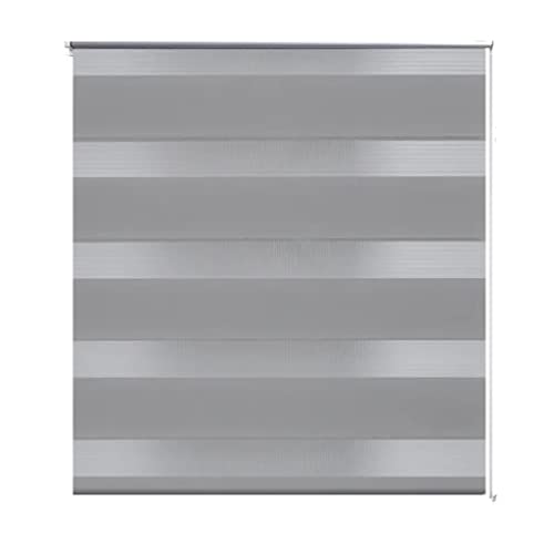 VidaXL Zebra Blind Grey - Modern Roller Blind with Adjustable Light Filtering, Easy Installation, Safety Warning Included, Size: 90 x 150 cm.