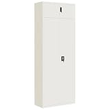 XHNIFBN Armario archivador blanco 90 x 40 x 240 cm de acero pulverizado, armario de metal para archivadores y suministros de oficina en casa
