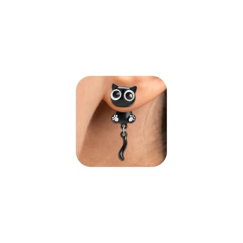 Boucles d'oreilles chat noir femme – Bijoux mignon pour amoureuse des chats – Accessoire élégant et amusant pour Halloween ou usage quotidien – Cadeau pour femme ou fille, style tendance et élégant