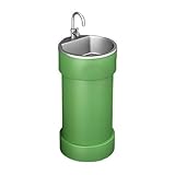 UYCVT Freestanding Laundry Utility Sink Round Base Bathroom Sink, Creative Colorful Commercial Pedestal Basin with Stainless Steel Sink, Metal Painted Freestanding Bathroom Van-Green-One Size