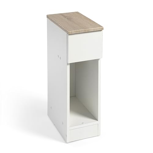 DUPI Mesita de Noche Estrecha Slim | 1 Cajón | 2 Compartimentos | Versátil para Salón o Dormitorio | Fácil Montaje | 35 x...
