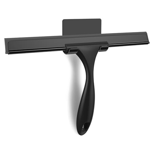 Image of SetSail Squeegee for Shower Glass Door All-Purpose Shower Squeegee for Glass Doors Black Window Squeegee with Hook for Car Window Cleaning 12 Inch, Black