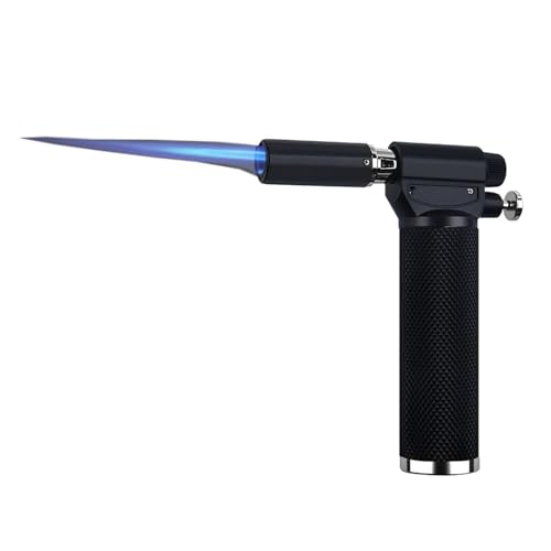Encendedor Butano Multifuncional de Metal Retro, Encendedor de Gas Recargable, Resistente al Viento, Llama Ajustable, Adecuado Para Camping(Black 1)
