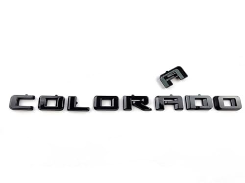 Image of Overlay Door Rear Emblems Letters 3D Badge Nameplate Replacement for 2023+ Colorado 3PCS (LT Version Gloss Black)