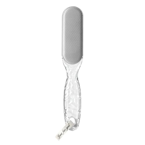 Image of Foot File, Stainless Steel Foot Callus Remover, Double-Sided Pedicure Tool for Hard & Dead Skin, Long-Lasting Foot Scrubber for Smooth, Soft Feet (Transparent)