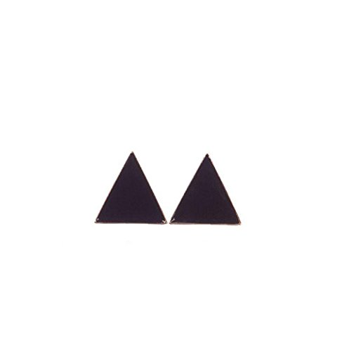 1 Pair Gothic Punk Style Metal Geometric Vintage Double Triangle Earrings Black