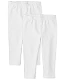 The Children's Place Girls Capri Leggings, White 2 Pack, Large