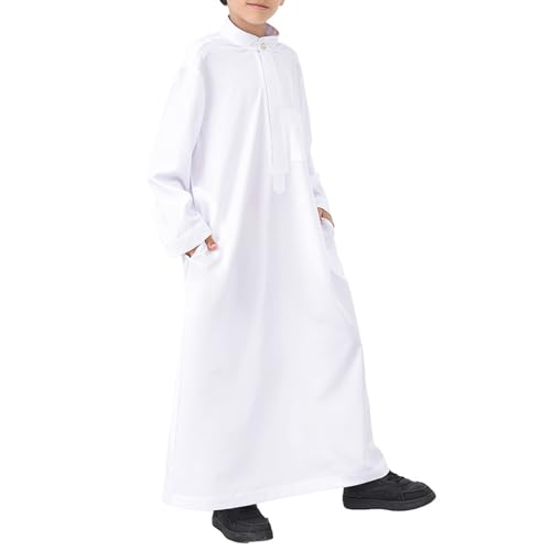 Kids Boys Arabic Thobes Muslim Long Sleeve Kaftan Robe Islamic Prayer Dress Middle East Ramadan Eid Casual Gown Outfits2