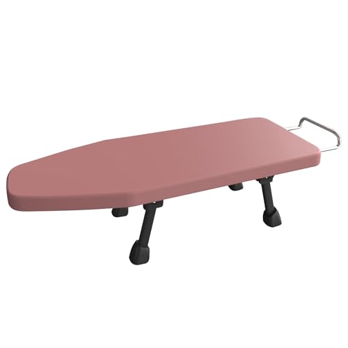 Pink Foldable Ironing Board with Iron Holder - Compact Wooden Tabletop Design & 1 Handheld Ironing Pad for Easy Home Use Space-Saving & Portable Ironing Solution