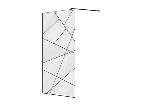 Vente-unique - Paroi de douche à l'italienne sérigraphiée - Noir mat - 120 x 200 cm - TRISEO