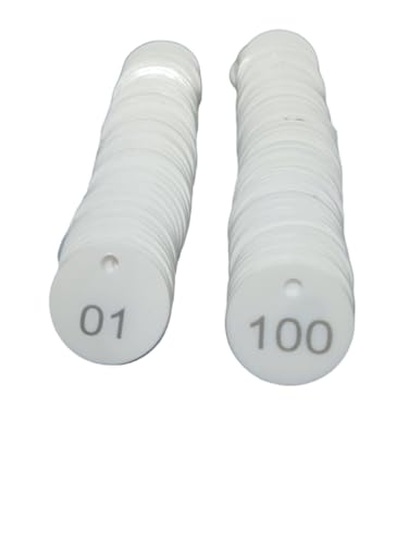 MOREL Embossed White Plastic Round Shape Token Coins 1 to 100 with Hole USE for Shop, Board Games, Stores, House, School.|