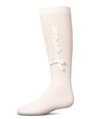 MeMoi Girls' Weaved Velvet Bow Knee High Socks