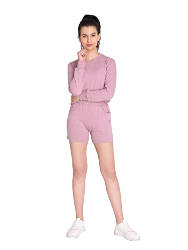 Image of CHKOKKO Women Solid Track Suit Crop Top Shorts Trackpant Co-ord Set