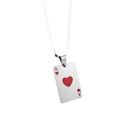 Collier as de pique argent 925 idée cadeau originale avec pendentif carte poker lettre et strass
