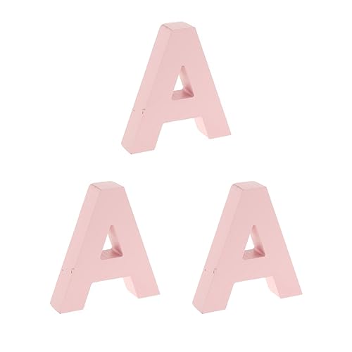 Juego de 3 letras flotantes de madera rosa para puerta, números del alfabeto, dirección, hechizos A